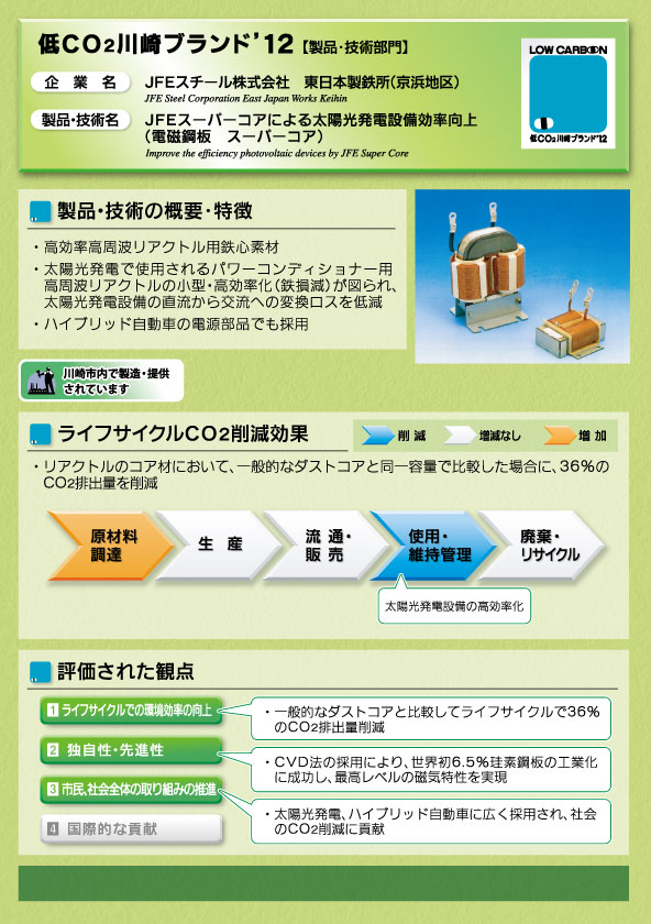 JFEスーパーコアによる太陽光発電設備効率向上（電磁鋼板　スーパーコア）