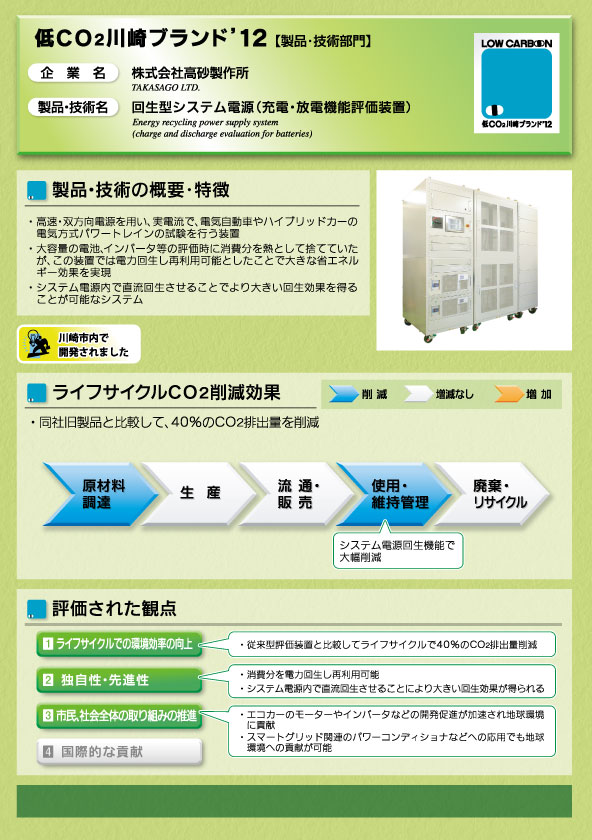 回生型システム電源（充電・放電機能評価装置）
