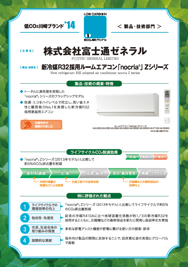 新冷媒Ｒ３２採用ルームエアコン 「 nocria® 」 Ｚシリーズ